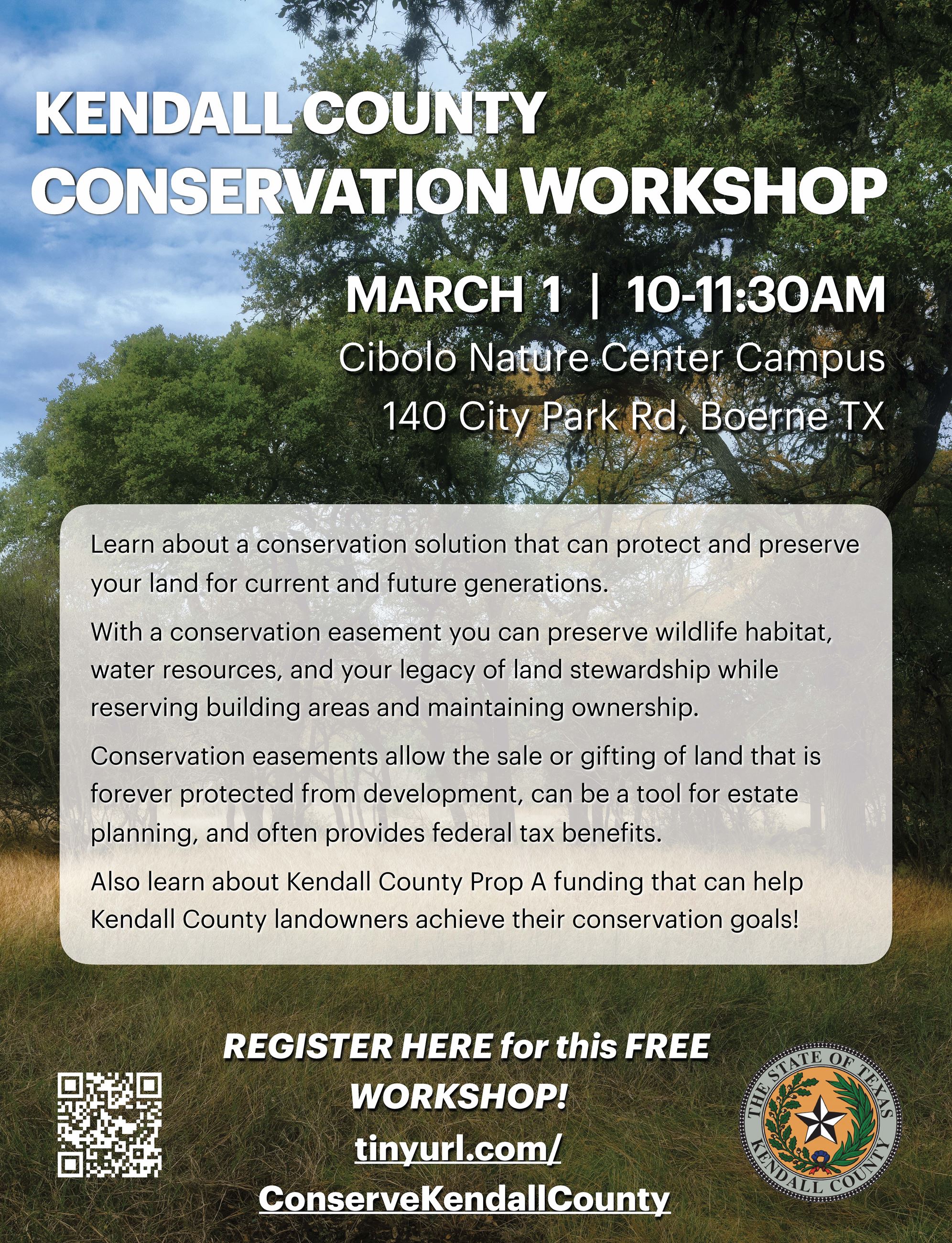 Kendall County Conservation Workshop Flyer